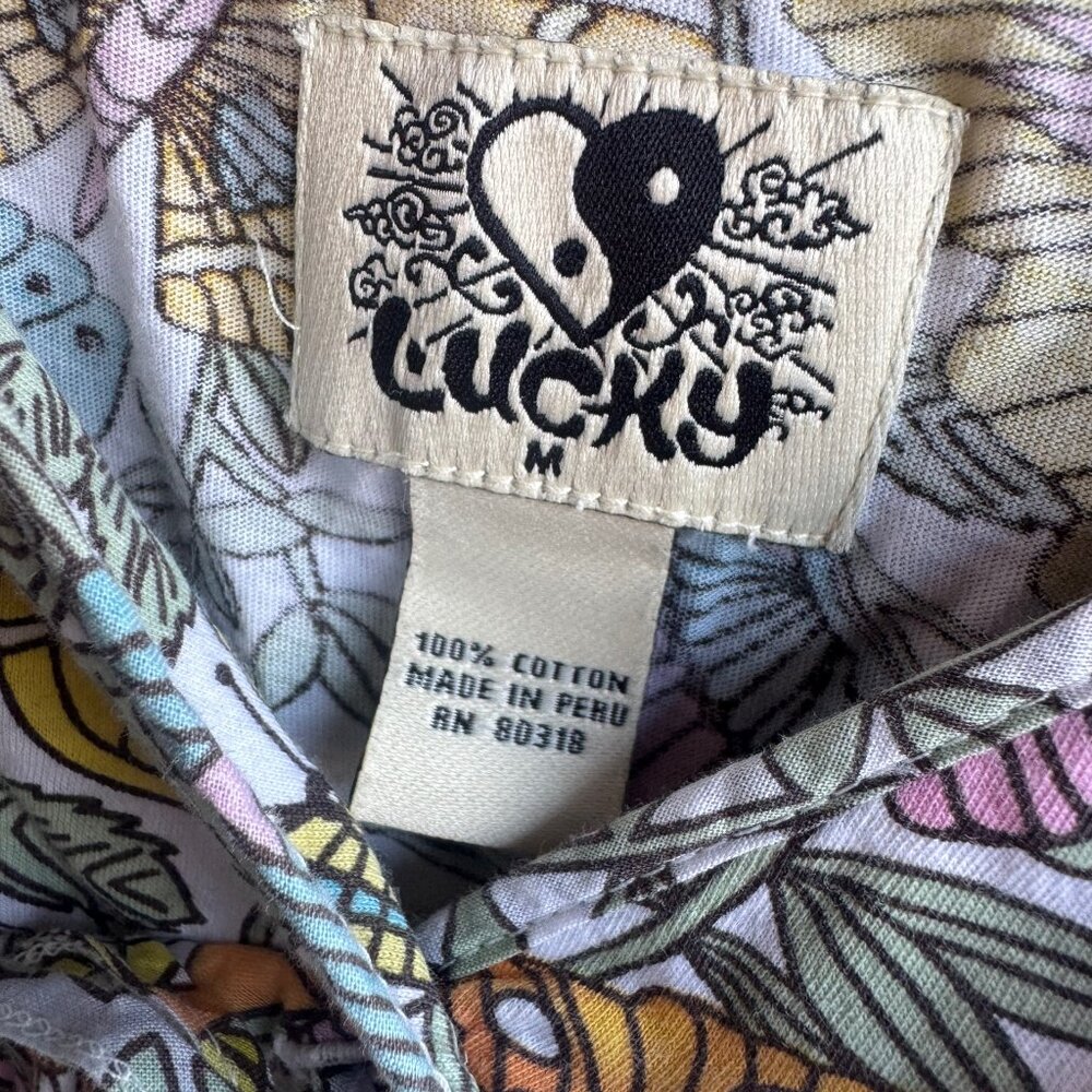 LUCKY Made in Peru Colorful Floral V-Neck 100% Cotton Tank Top Women's Size M - Picture 3 of 7